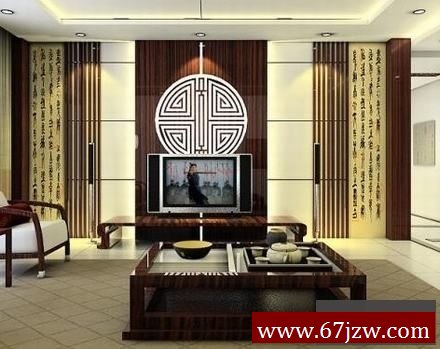 中式客厅电视背景墙效果图